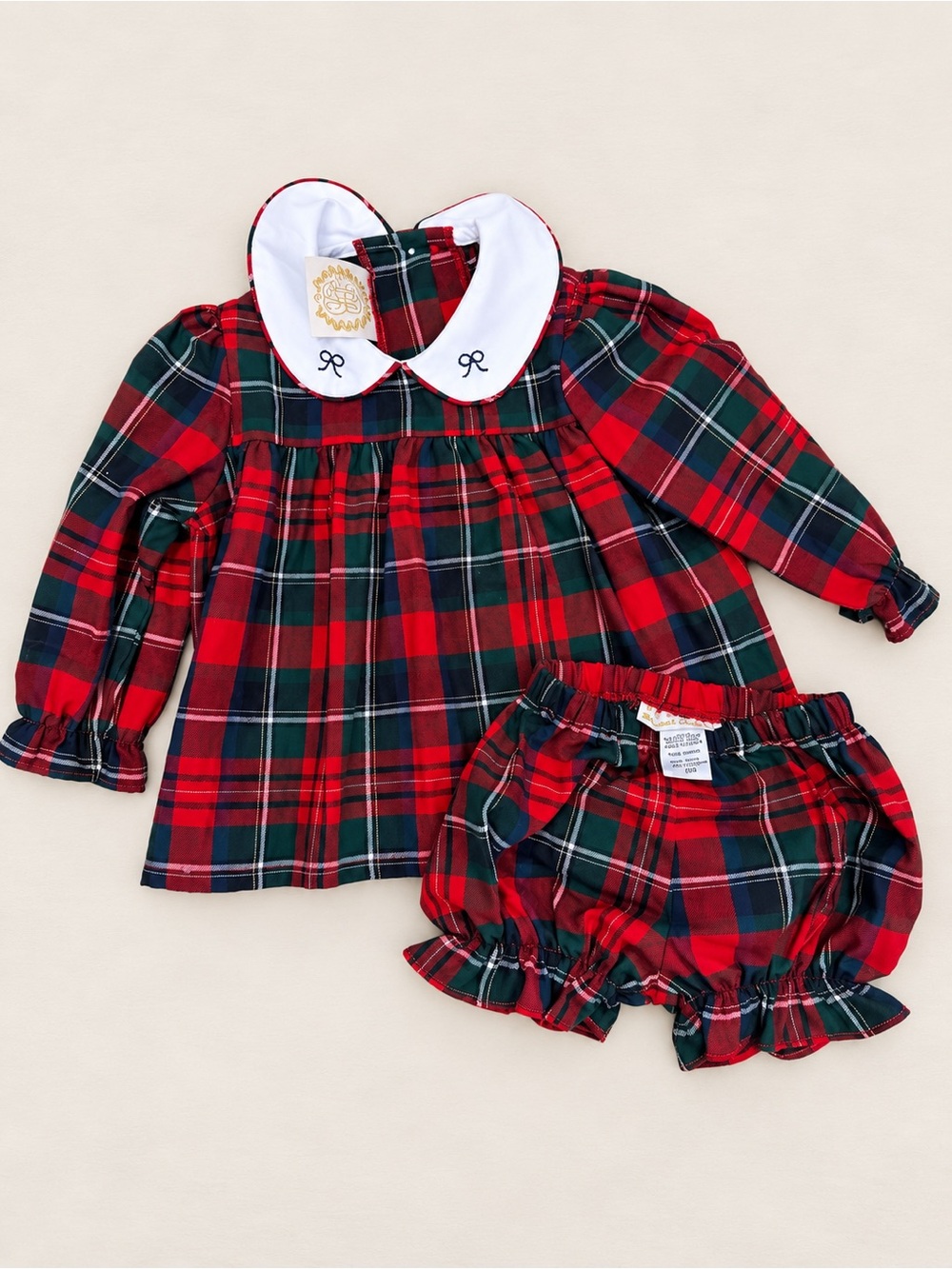 TBBC Holiday plaid top & bloomer set 6-12mo